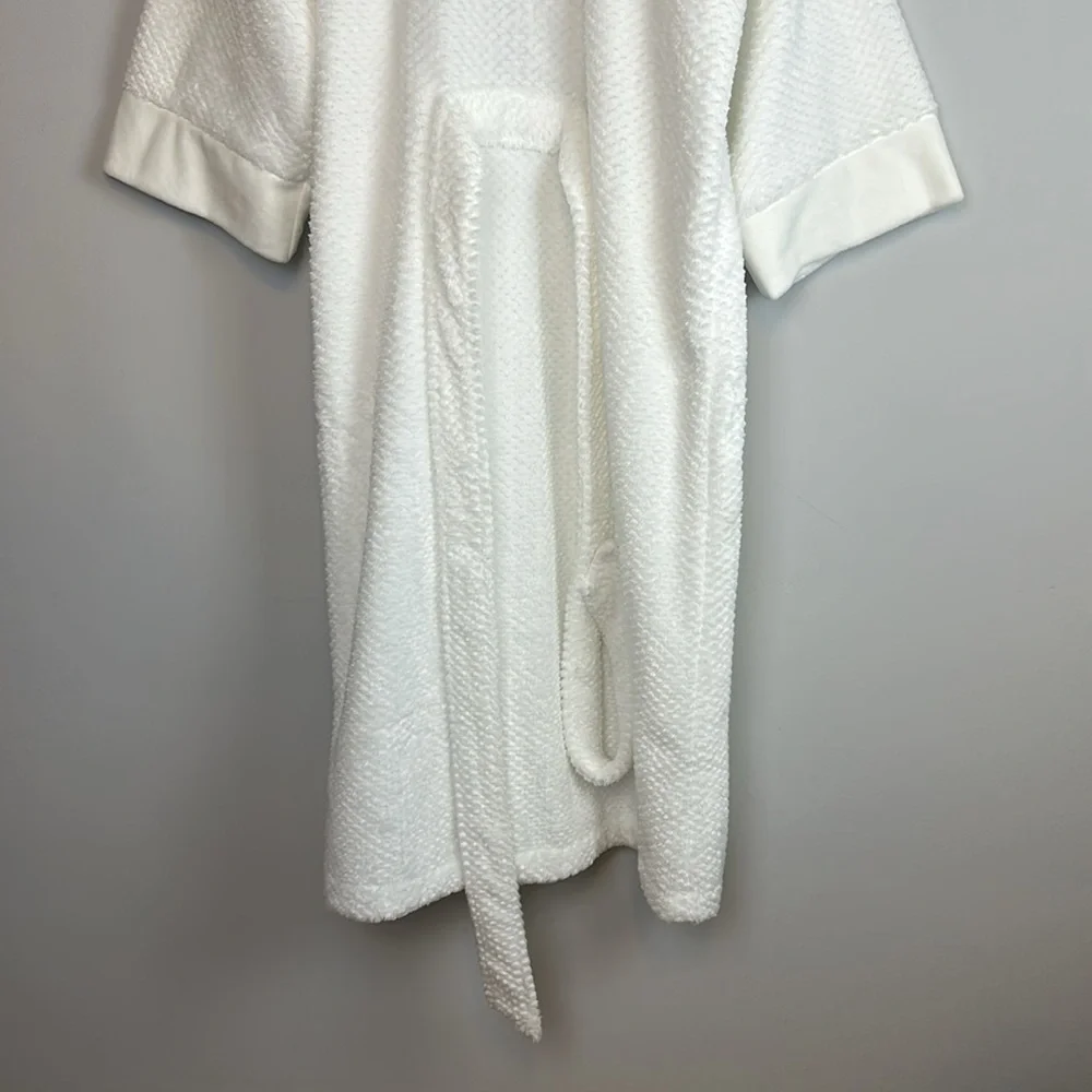 NEW Keiki Co. Luxury Long Spa Robe SM White Plush Kimono Style Bathrobe USA Made - Picture 12 of 16